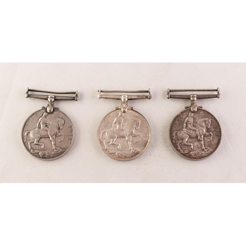 37 - Three WWI 1914 – 1918 medals (no ribbons) and one 1914 – 1919 medal (lacks clasp)