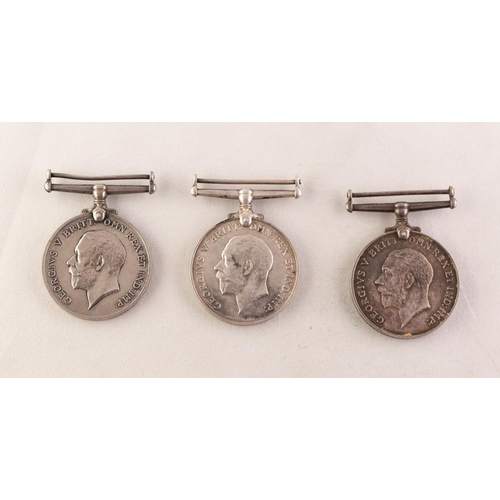 37 - Three WWI 1914 – 1918 medals (no ribbons) and one 1914 – 1919 medal (lacks clasp)