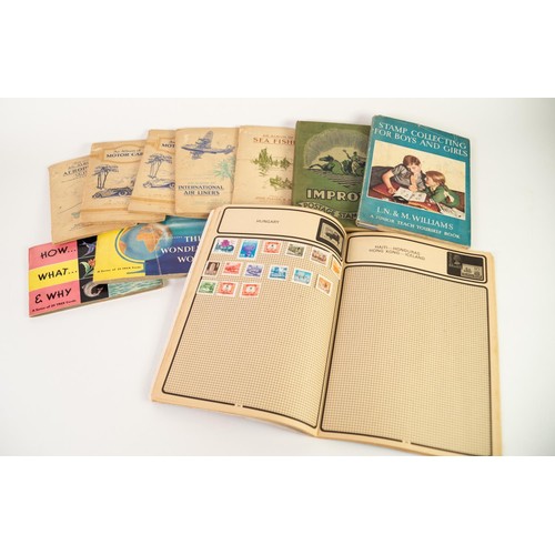 72 - IMPORTED STAMP ALBUM with juvenile collection of mainly used stamps; a book STAMP COLLECTING FOR BOY... 