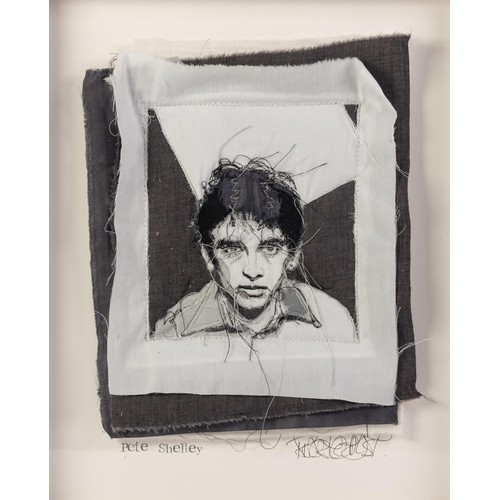 31 - TRACEY COVERLEY (b.1970) FABRIC AND THREAD PORTRAIT‘Pete Shelley’ Signed and titled Framed and glaze... 