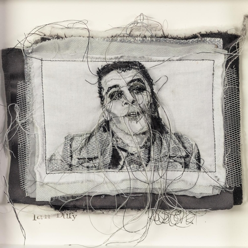 20 - TRACEY COVERLEY (b.1970) FABRIC AND THREAD PORTRAIT‘Ian Dury’ Signed and titled Framed and glazed 10... 