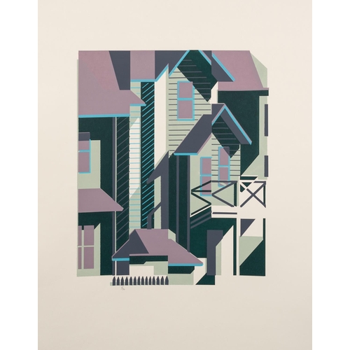 66 - NORMAN JAQUES (1922-2014) TWO UNSIGNED AND UNTITLED LIMITED EDITION COLOUR PRINTS Abstract Architect... 