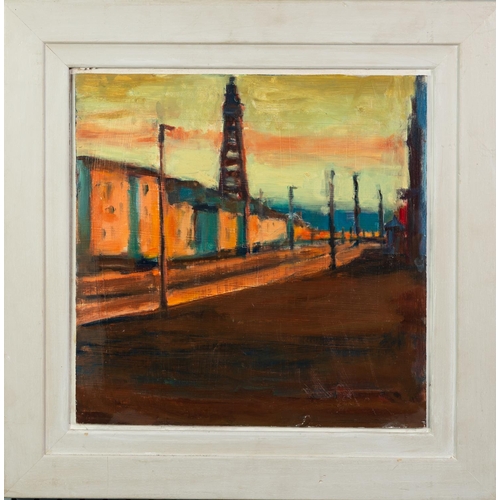 7 - PAUL BASSINGTHWAIGHTE (b.1963) OIL ON BOARD‘Last Light, Blackpool’ Signed and titled to label verso ... 