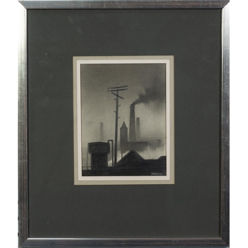 40 - † TREVOR GRIMSHAW (1947-2001) PENCIL DRAWING‘Industrial Scene with Telegraph Pole’ Signed, signed an... 