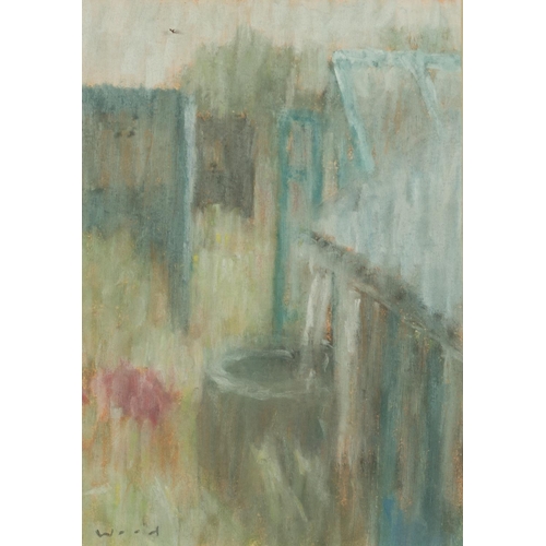 138 - MICHAEL WOOD (b.1959) MIXED MEDIA ON PAPER Garden scene Signed 10” x 7” (25.4cm x 17.8cm)... 