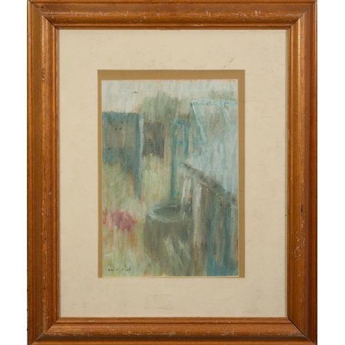 138 - MICHAEL WOOD (b.1959) MIXED MEDIA ON PAPER Garden scene Signed 10” x 7” (25.4cm x 17.8cm)... 