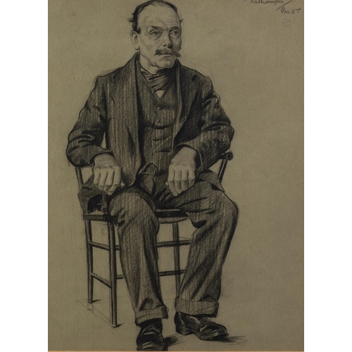 137 - K. WILLIAMSON (TWENTIETH CENTURY) PENCIL DRAWING ON COLOURED PAPER Seated portrait of a gentleman Si... 