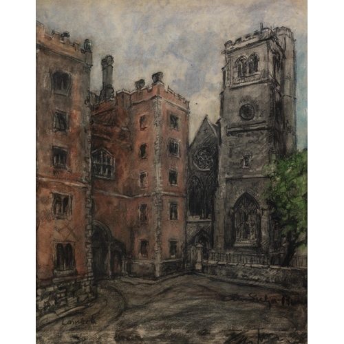 135 - UNATTRIBUTED (TWENTIETH CENTURY) CHALK DRAWING‘Lambeth’ Indistinctly signed, titled to label verso24... 