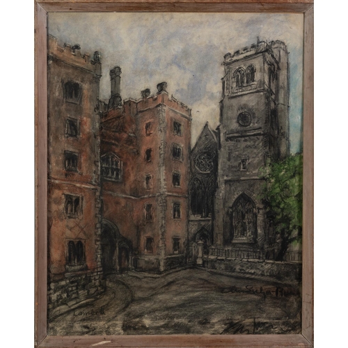 135 - UNATTRIBUTED (TWENTIETH CENTURY) CHALK DRAWING‘Lambeth’ Indistinctly signed, titled to label verso24... 