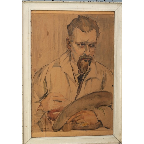 78 - J. KIRK (TWENTIETH CENTURY) WATERCOLOUR DRAWING Half-length portrait of an artistSigned 20 ½” x 14 ½... 