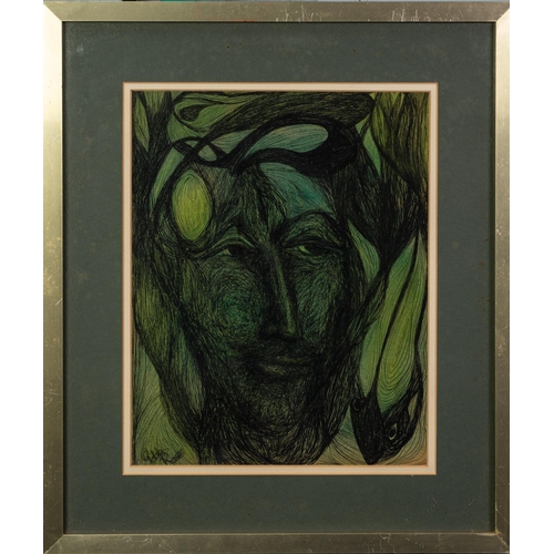 104 - GOLDA ROSE (1921-2016) PEN AND GREEN WASH‘Spirit of Sagittari(us)’ Signed, titled verso 12 ¼” x 9 ¾”... 