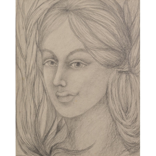 108 - GOLDA ROSE (1921-2016) THREE PENCIL FEMALE FACE PORTRAITS‘Innocence’‘Mystique’ Signed and dated 1994... 