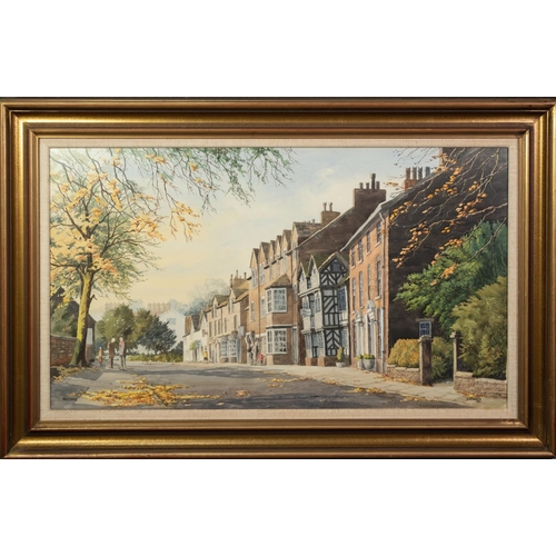 30 - R.F FAWKES (TWENTIETH CENTURY) WATERCOLOUR DRAWING Prestbury Village Signed and dated 1990 17 ¼” x 3... 