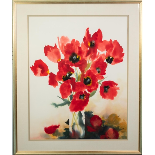 2 - † CAROLINE BAILEY (b.1953) WATERCOLOUR DRAWING Vase of Poppies Signed 29 ½” x 23 ¼” (74.4cm x 59cm)... 