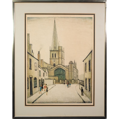 86 - † L. S. LOWRY ARTIST SIGNED LIMITED EDITION COLOUR PRINT Burford Church An edition of 850, numbered ... 