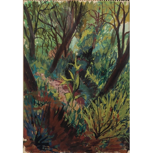 43 - MARGARET GUMUCHIAN (1928 - 1999) GOUACHE DRAWING The Glade Signed lower right 13 3/4 x 9 1/2in (35 x... 