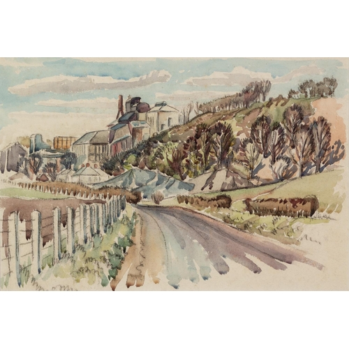 33 - IAN GRANT (1904 - 1993) WATERCOLOUR DRAWING The Cement Works 9 3/4 x 14 1/4in (25 x 36cm) (Provenanc... 