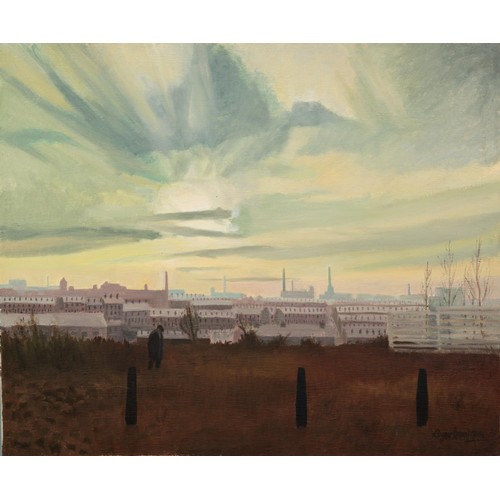 48 - † ROGER HAMPSON (1925 - 1996) OIL PAINTING ON CANVAS Bolton Sunrise Signed lower right, titled and n... 