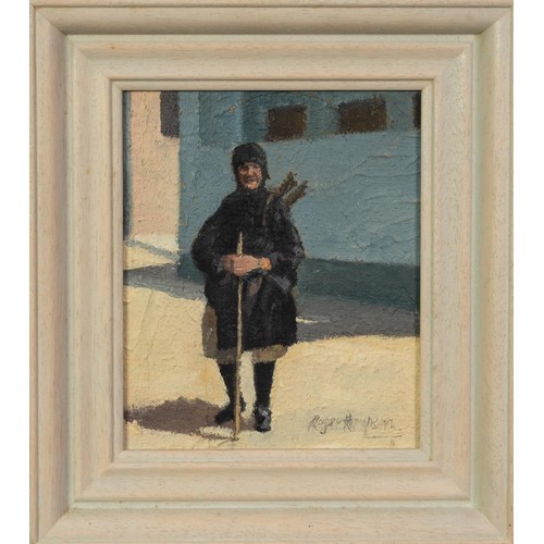 50 - ROGER HAMPSON (1925 - 1996) OIL PAINTING ON PANEL Peasant Woman, Rhodes Signed lower right, labelled... 