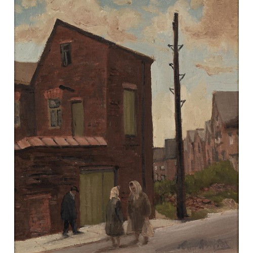 51 - † ROGER HAMPSON (1925 - 1996) OIL PAINTING ON BOARD Peterhead Close, Bolton Signed lower right, titl... 