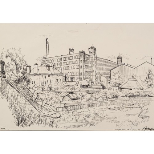 53 - ROGER HAMPSON (1925 - 1996) INK DRAWING Sunnyside Pub and Swan Mills, Bolton Signed and titled and n... 