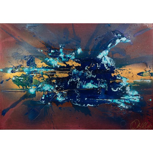 12 - DANNY CAWLEY (b. 1971) MIXED MEDIA ON BOX CANVAS Zante Storm Signed, titled and dated verso 27 1/2 x... 