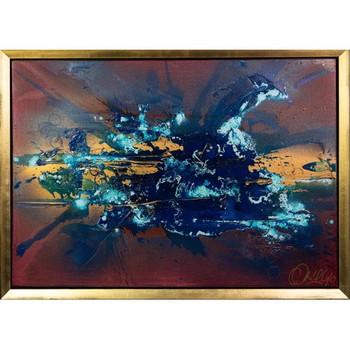 12 - DANNY CAWLEY (b. 1971) MIXED MEDIA ON BOX CANVAS Zante Storm Signed, titled and dated verso 27 1/2 x... 