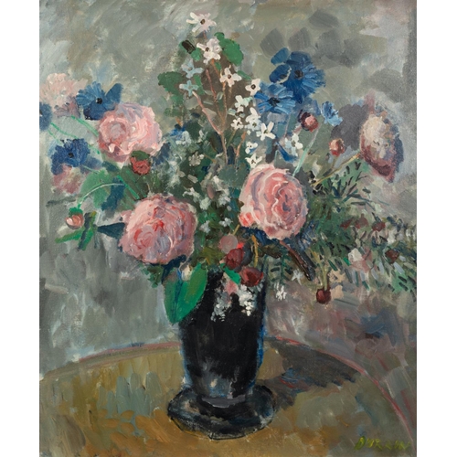 26 - THOMAS DURKIN (1928-1990) OIL ON CANVAS Still Life-vase of flowers Signed 24” x 20” (61cm x 50.8cm) ... 