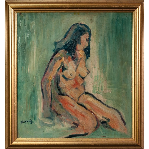 61 - LAWRENCE JAMES ISHERWOOD (1917-1988) OIL ON BOARD Irene, nude Signed, faintly titled and indistinctl... 