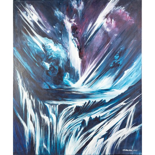 126 - BARRY STOCKTON (MODERN) FOUR ACRYLICS ON CANVAS ‘Ice Storm’ Two signed and dated 2012 and 2013 23 ½”... 