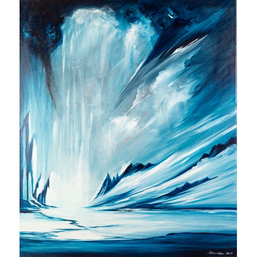 126 - BARRY STOCKTON (MODERN) FOUR ACRYLICS ON CANVAS ‘Ice Storm’ Two signed and dated 2012 and 2013 23 ½”... 