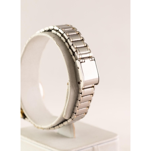 9 - LADY'S MUST DE CARTIER WHITE METAL PARCEL GILT CASED QUARTZ WRISTWATCH with black dial and adjustabl... 