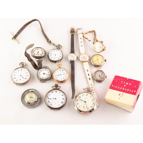 11 - SELECTION OF THIRTEEN INTER-WAR YEARS AND LATER OMEGA SILVER AND OTHER METAL AND SILVER CASED AND GO... 