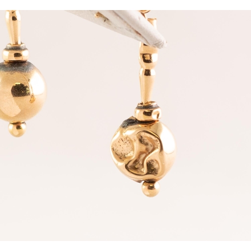 71 - PAIR OF 9ct GOLD PENDANT EARRINGS (one dented), 2.7 gms