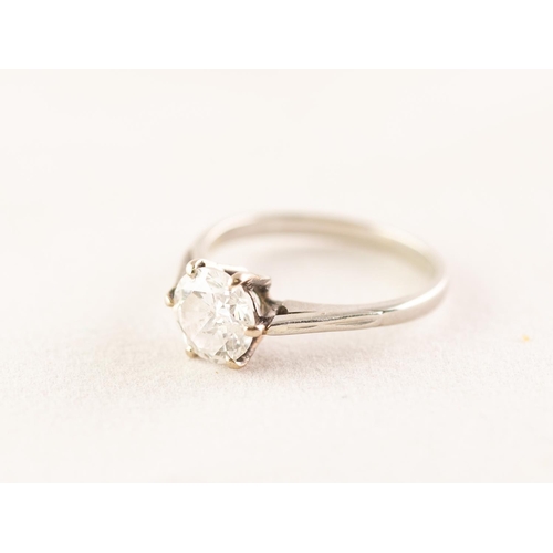 54 - PLATINUM OR WHITE GOLD SOLITAIRE DIAMOND SET RING, approximately 1.25 carat (spread)