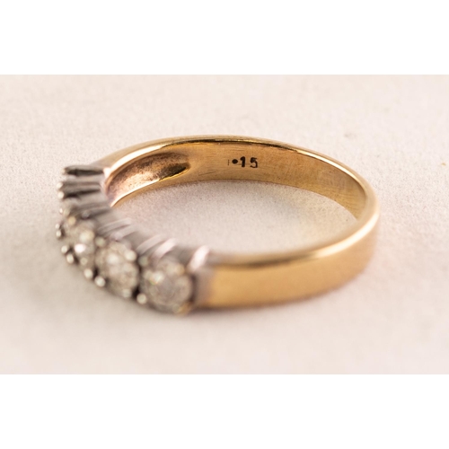 42 - 9ct GOLD HALF-HOOP RING, illusion set with five small diamonds, 2.8 gms gross