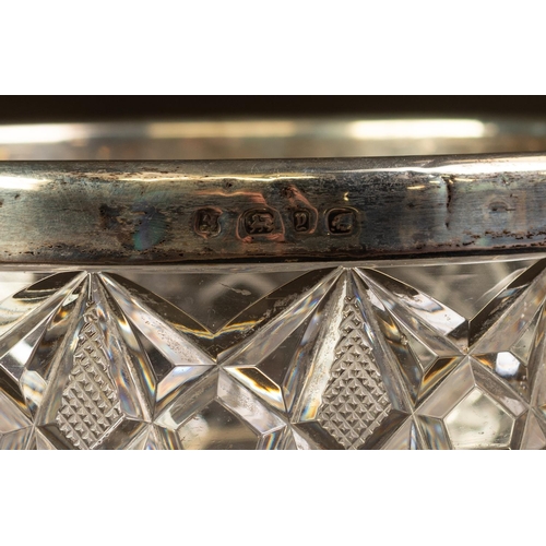 230 - VICTORIAN CUT GLASS SALAD BOWL WITH SILVER RIM, 5” (12.7cm) high, 8 ½” (21.6cm) diameter, Birmingham... 