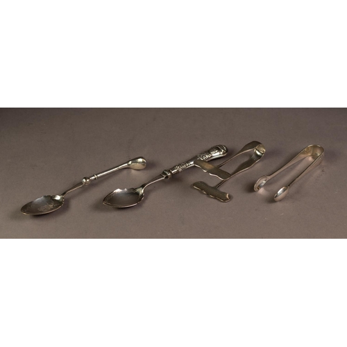 233 - GEORGE V PAIR OF SILVER SUGAR TONGS BY ELKINGTON & Co, Birmingham 1915, together with an ELECTRO... 