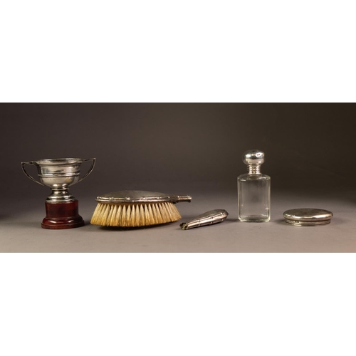226 - FOUR PIECES OF GEORGE V AND LATER SILVER, comprising: SMALL, TWO HANDLED TROPHY CUP, Birmingham 1923... 