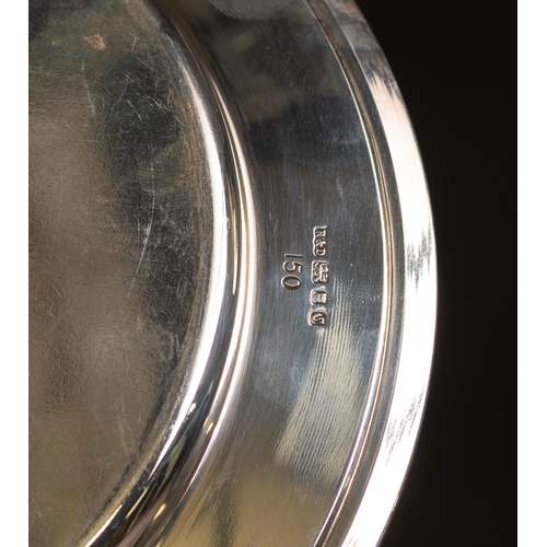 206 - SILVER PLATE WITH BROAD FLAT BORDER AND STEP MOULDED EDGE, produced for the Library of Imperial Hist... 