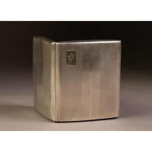 209 - SILVER POCKET CIGARETTE CASE, oblong and cushion shaped with engine turned decoration, 3 1/4in (8.2c... 