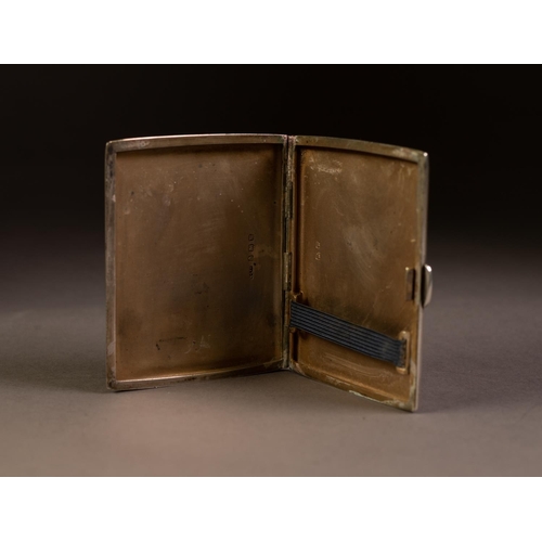 209 - SILVER POCKET CIGARETTE CASE, oblong and cushion shaped with engine turned decoration, 3 1/4in (8.2c... 