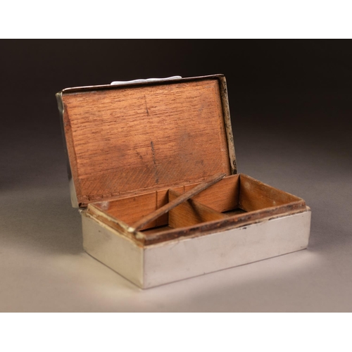 210 - SILVER OBLONG TABLE CIGARETTE BOX, the hinged lid with engine turned decoration, 6in x 3 1/2in x 1 3... 