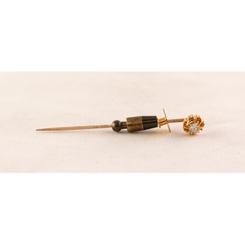 35 - VICTORIAN 18ct GOLD STICK PIN, the top with an old cut solitaire diamond, approximately 1/4 ct, in a... 