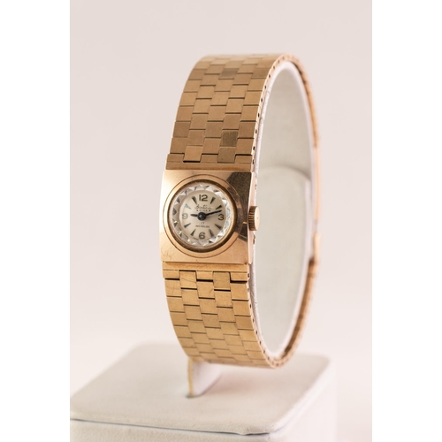 2 - LADY'S BENTIMA STAR 9ct GOLD BROAD BRACELET WATCH with 17 jewels incabloc mechanical movement, tiny ... 