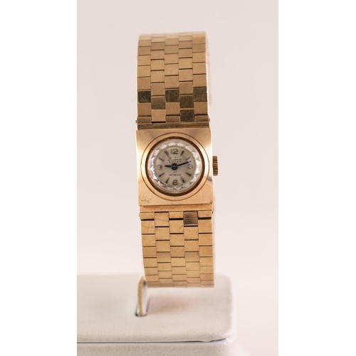 2 - LADY'S BENTIMA STAR 9ct GOLD BROAD BRACELET WATCH with 17 jewels incabloc mechanical movement, tiny ... 