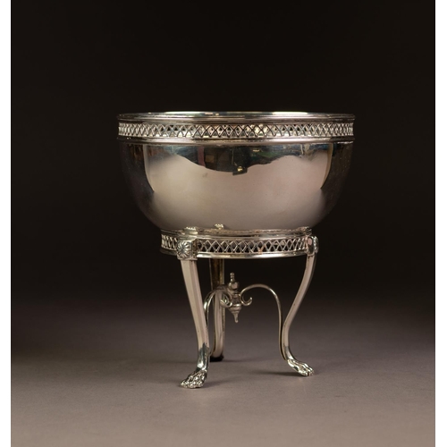 192 - GEORGE V RAISED SILVER BOWL BY JAMES DIXON & SON, of deep, steep sided form with slender lattice... 