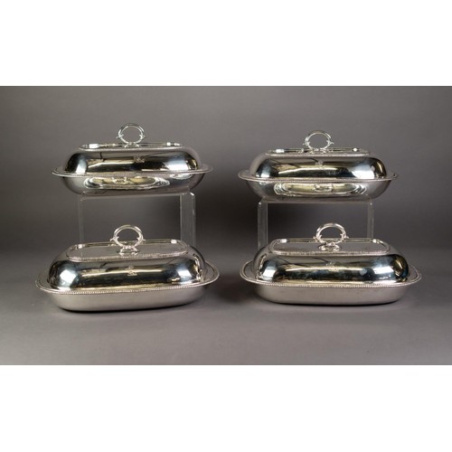 180 - SET OF FOUR GEORGE III SILVER ENTRÉE DISHES AND COVERS BY ROBERT GARRARD OR RICHARD COOK(E), each of... 