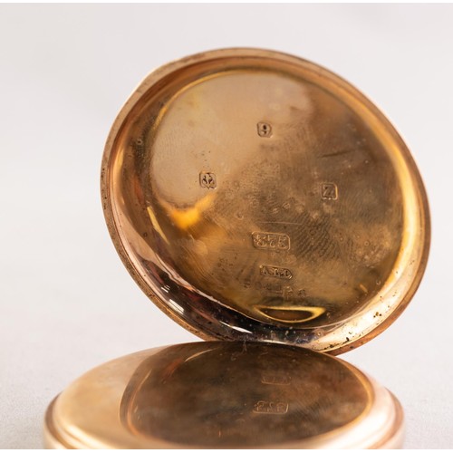 12 - WALTHAM 'RIVERSIDE' 9ct GOLD HUNTING CASED POCKET WATCH with 19 jewelled keyless movement No 2460625... 