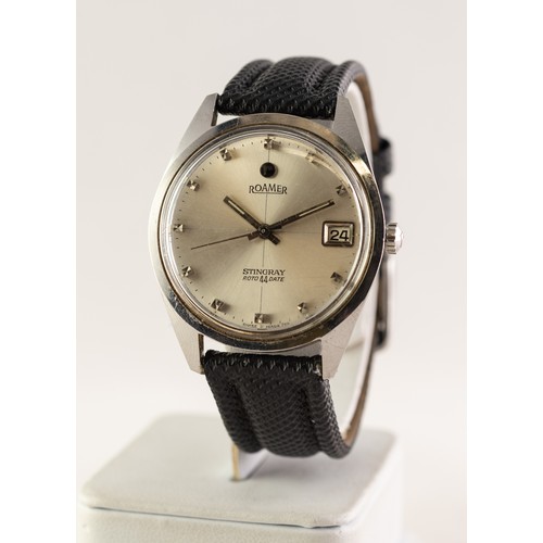 13 - GENT'S ROAMER STINGRAY 44 ROTODATE SWISS AUTOMATIC WRISTWATCH, in stainless steel case, silvered cir... 